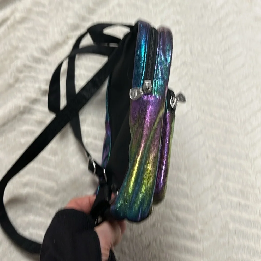 Justice Letter (D) fierce-brave-amazing iridescent color backpack EUC